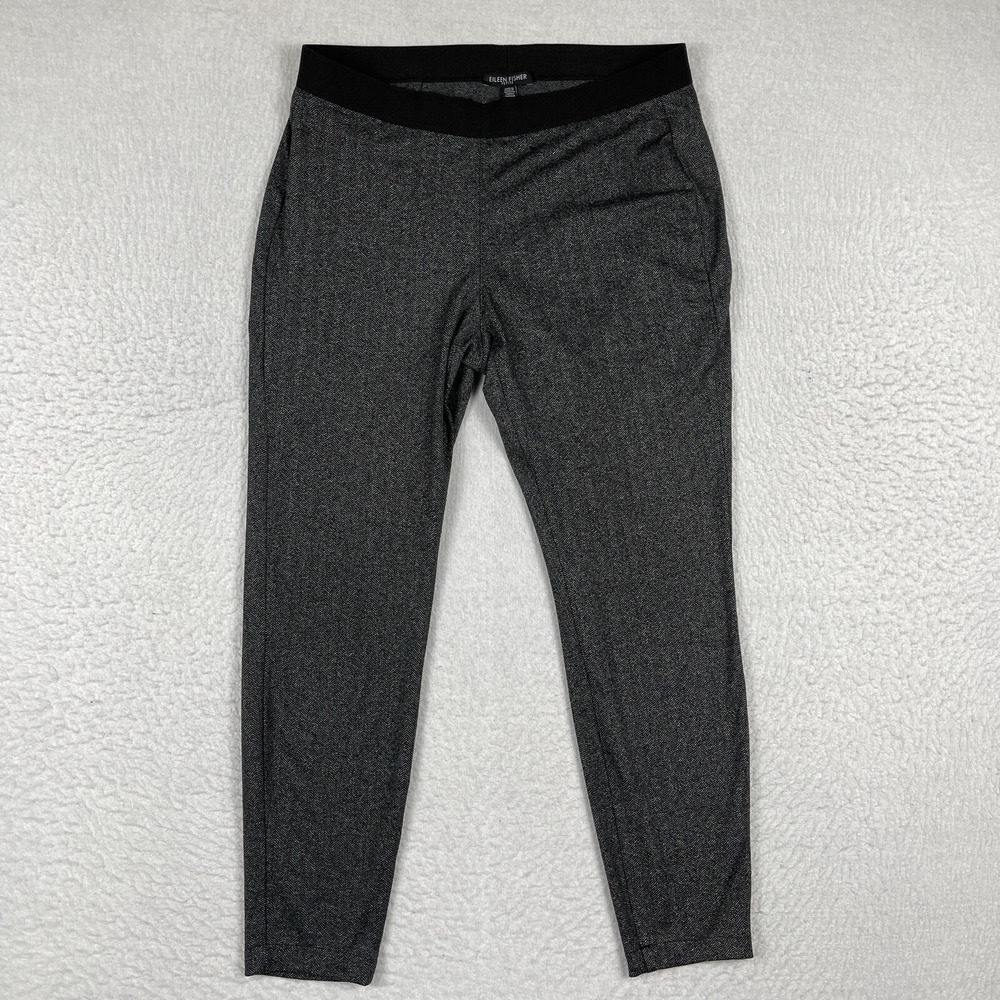 Eileen Fisher Pants Womens Petite Small Gray Herringbone Pull On Leggings Casual